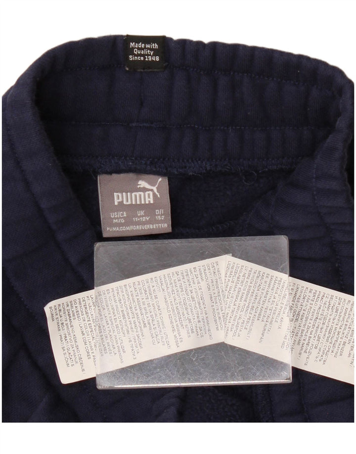 PUMA Pantalon de Survêtement Garçon 11-12 ans Bleu Marine Coton