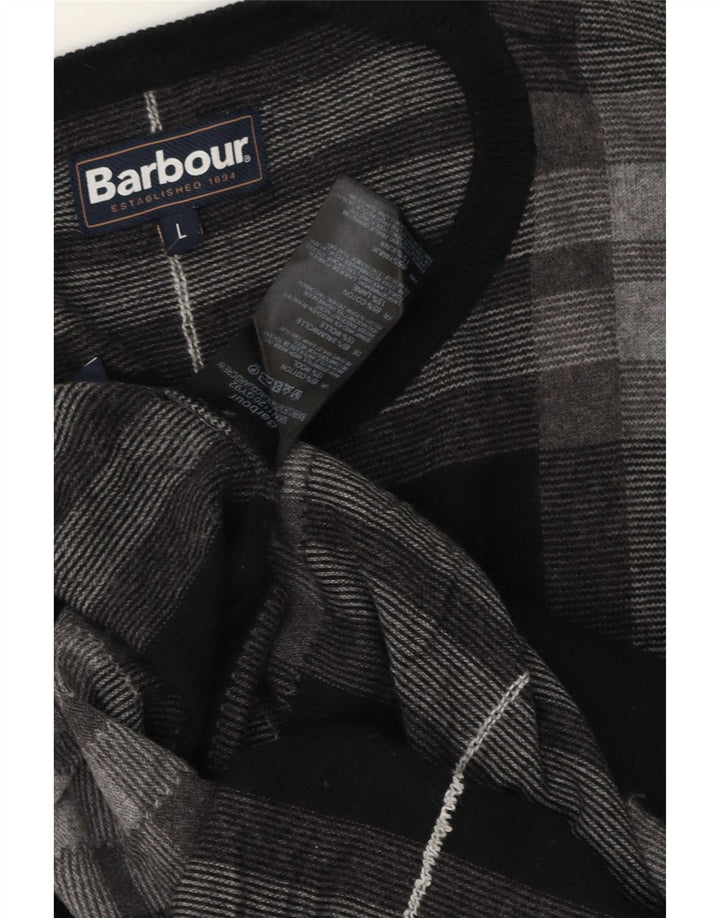 Barbour Pull col bateau pour homme en coton à carreaux gris grand