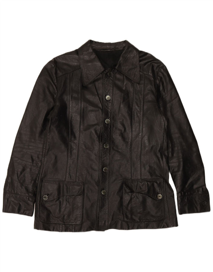 VINTAGE Veste en cuir homme UK 38 Moyen Noir