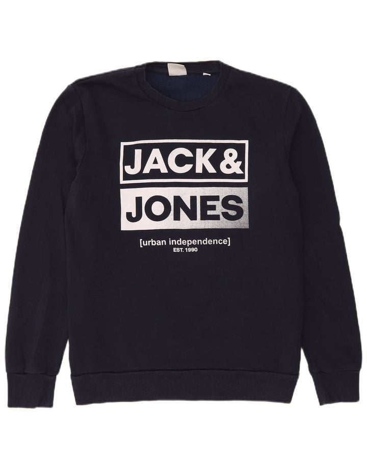 Jack & Jones Sweat-shirt graphique pour homme en coton bleu marine Taille L