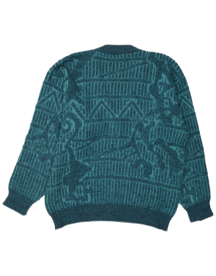Ferrari Pull à col en V à motif abstrait pour homme Bleu moyen géométrique