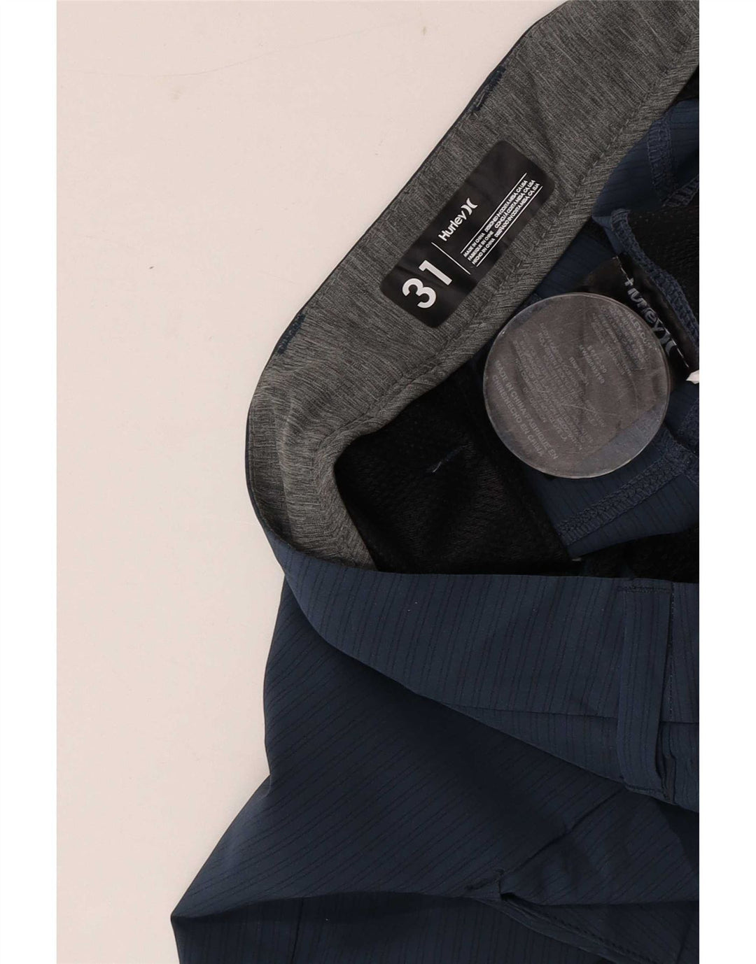 Hurley Short Chino Homme Moyen W31 Bleu Marine Rayé Polyester