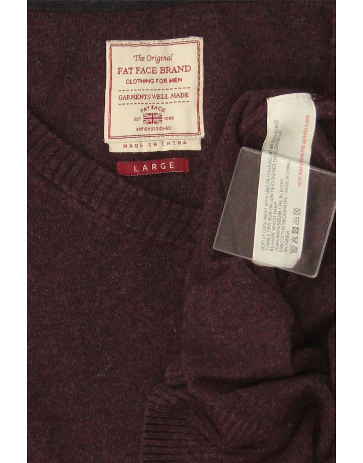 Fat Face Pull col V pour homme en coton Violet Taille L