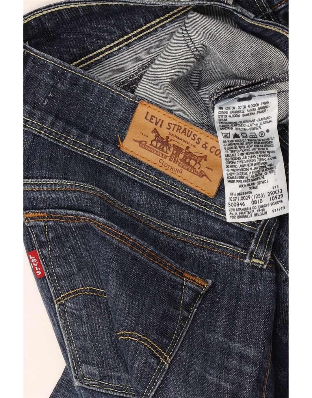 Levi's Jean Slim 571 Femme W29 L32 Bleu Marine Coton