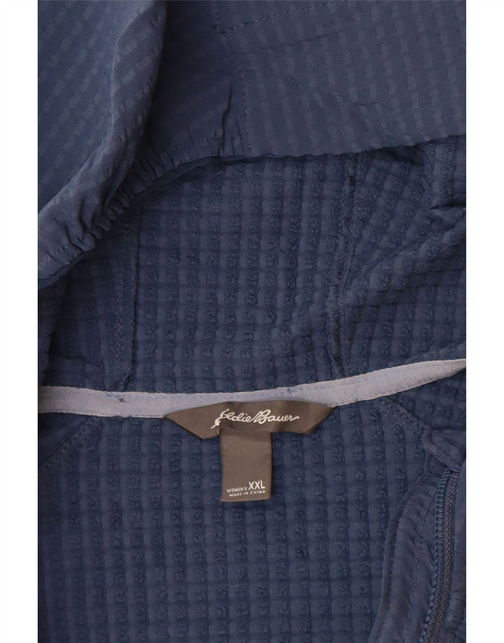 Eddie Bauer Veste coupe-vent à capuche pour femme UK 20 2XL Bleu Polyester