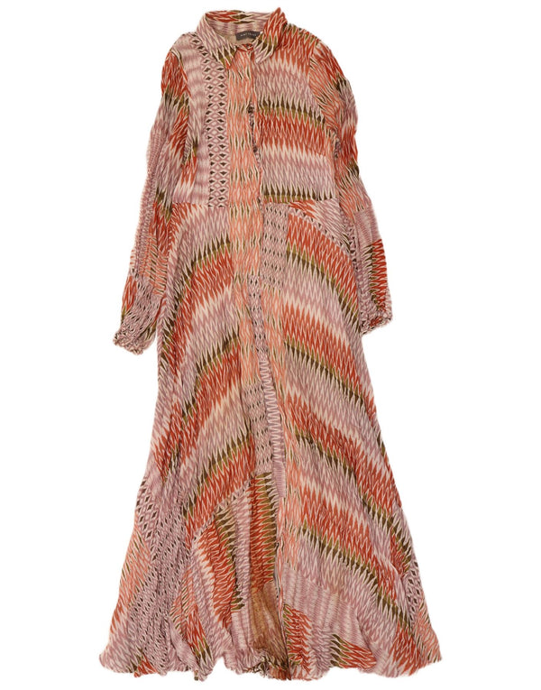 MINT VELVET Robe longue à manches longues pour femme UK 12 Ikat multicolore moyen