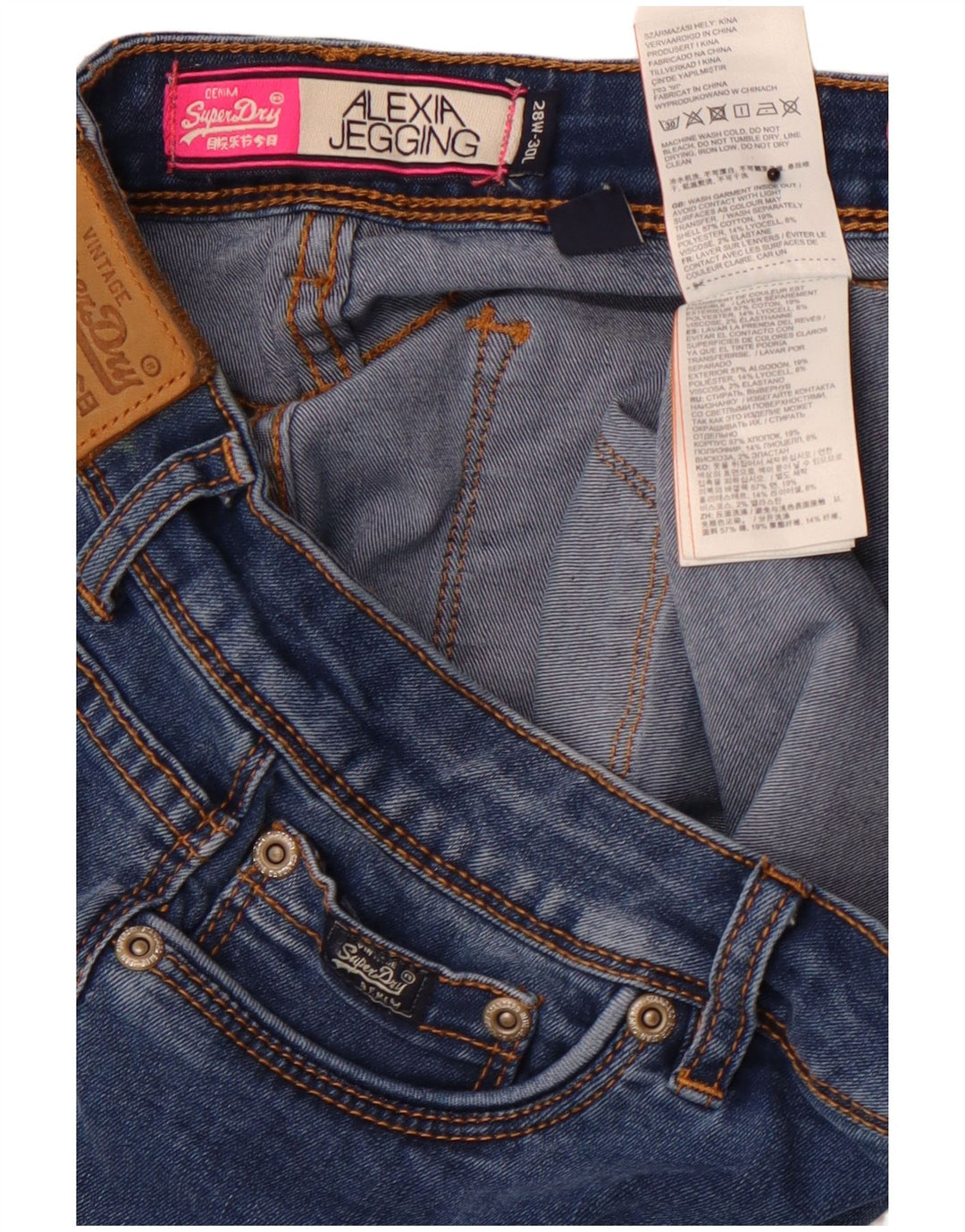 SUPERDRY Femme Alexia Jegging Jean Skinny W28 L28 Bleu Coton