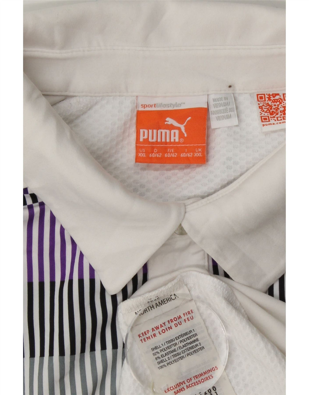 PUMA Polo homme 2XL Blanc à fines rayures Polyester