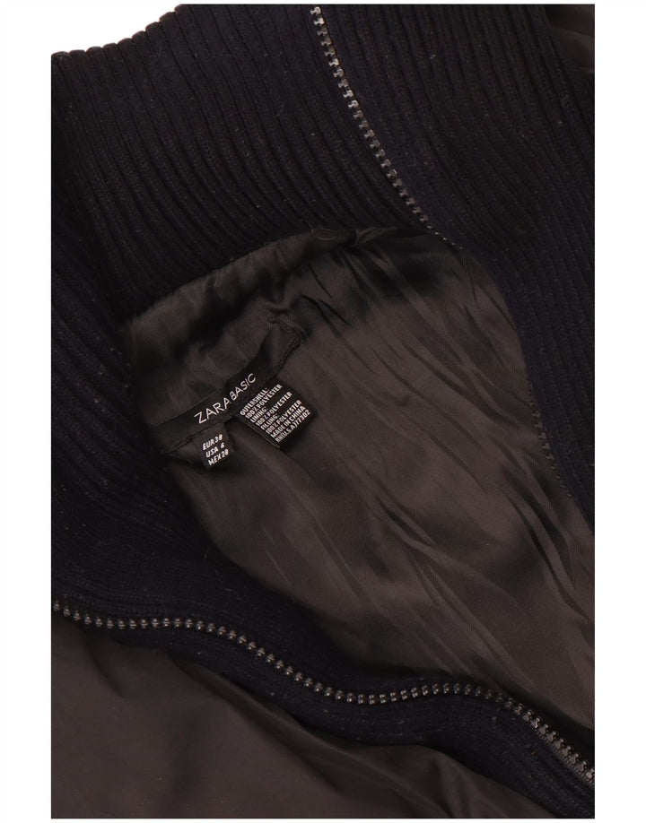 Zara Veste rembourrée courte pour femme EU 38 Petit polyester noir
