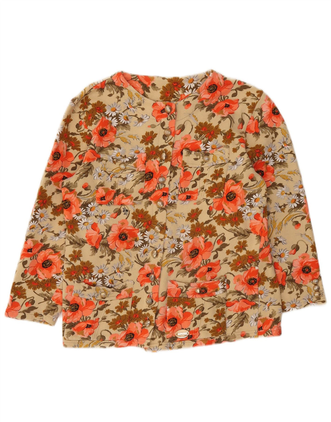 veste utilitaire femme vintage IT 42 Coton floral multicolore moyen