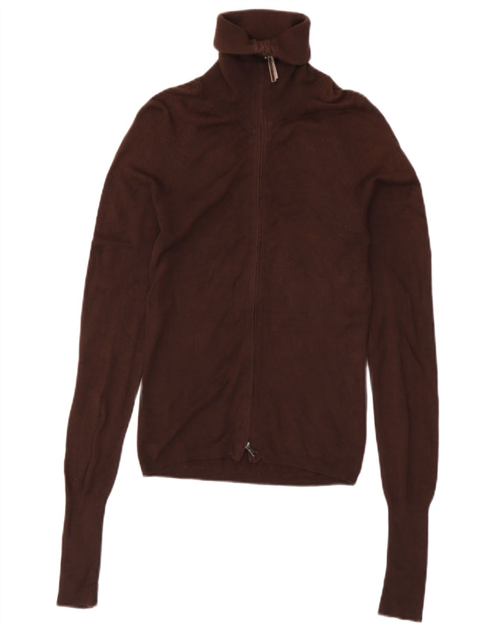 Zara Womens Cardigan Sweater UK 8 Petite Rayonne Marron