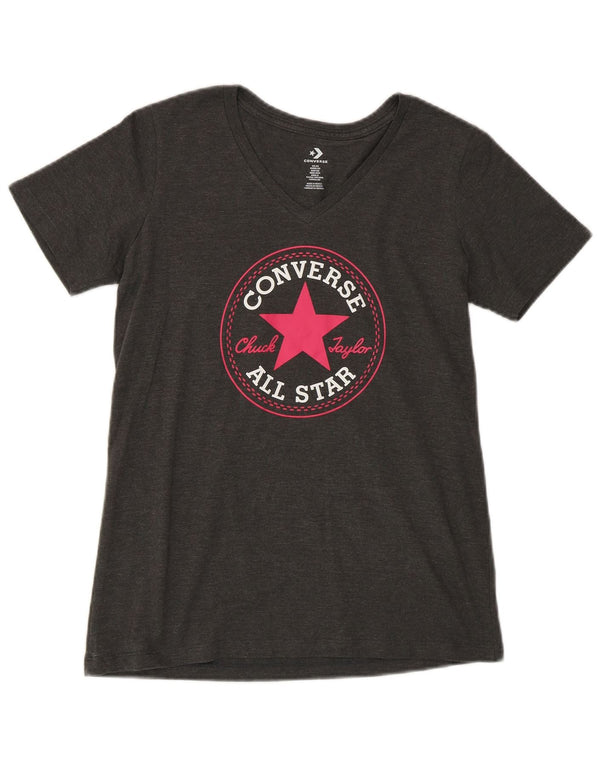 CONVERSE T-shirt graphique pour femme UK 6 XS Gris Coton