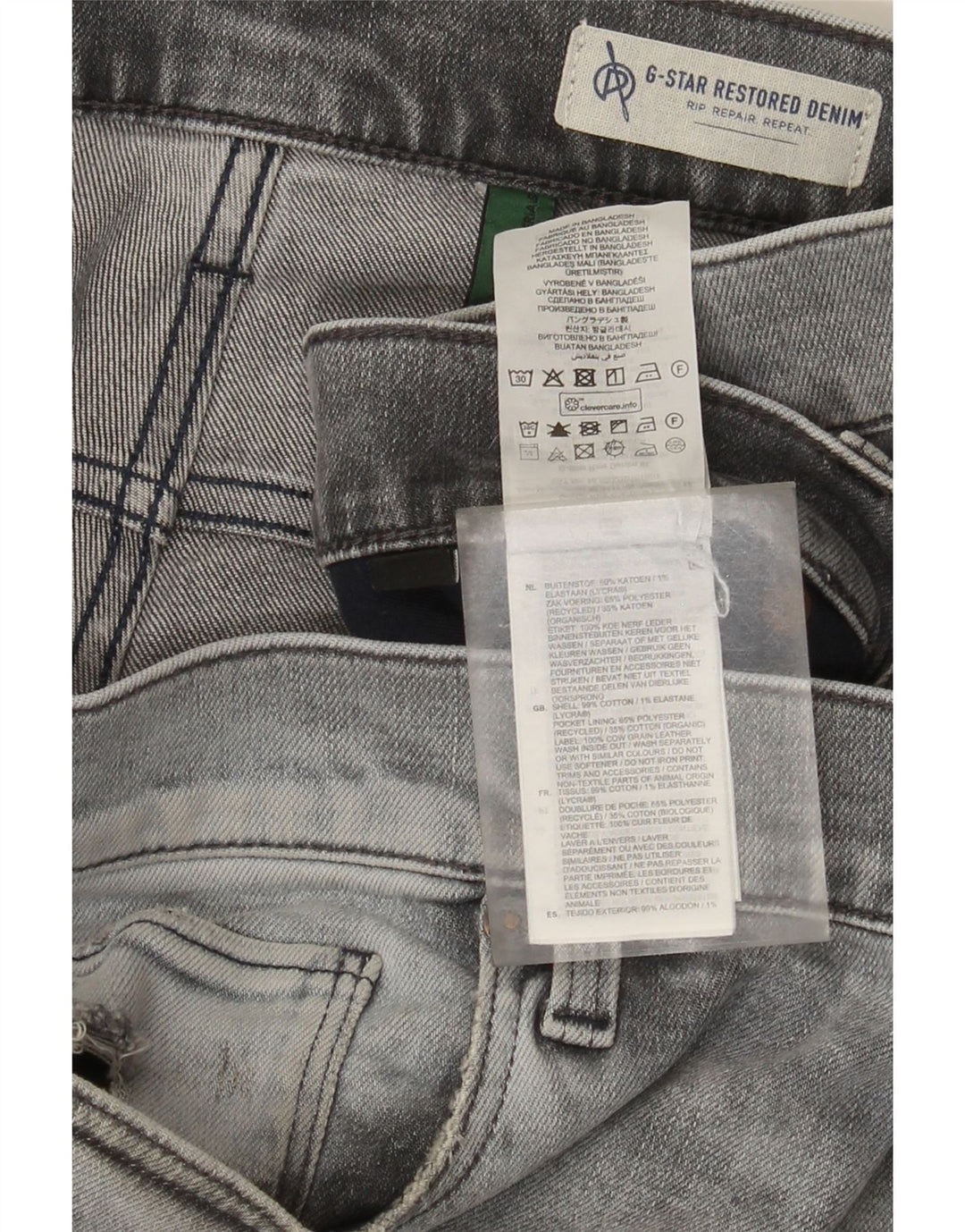 G-Star Homme 3301 Jean Slim effet vieilli W36 L36 Gris Coton