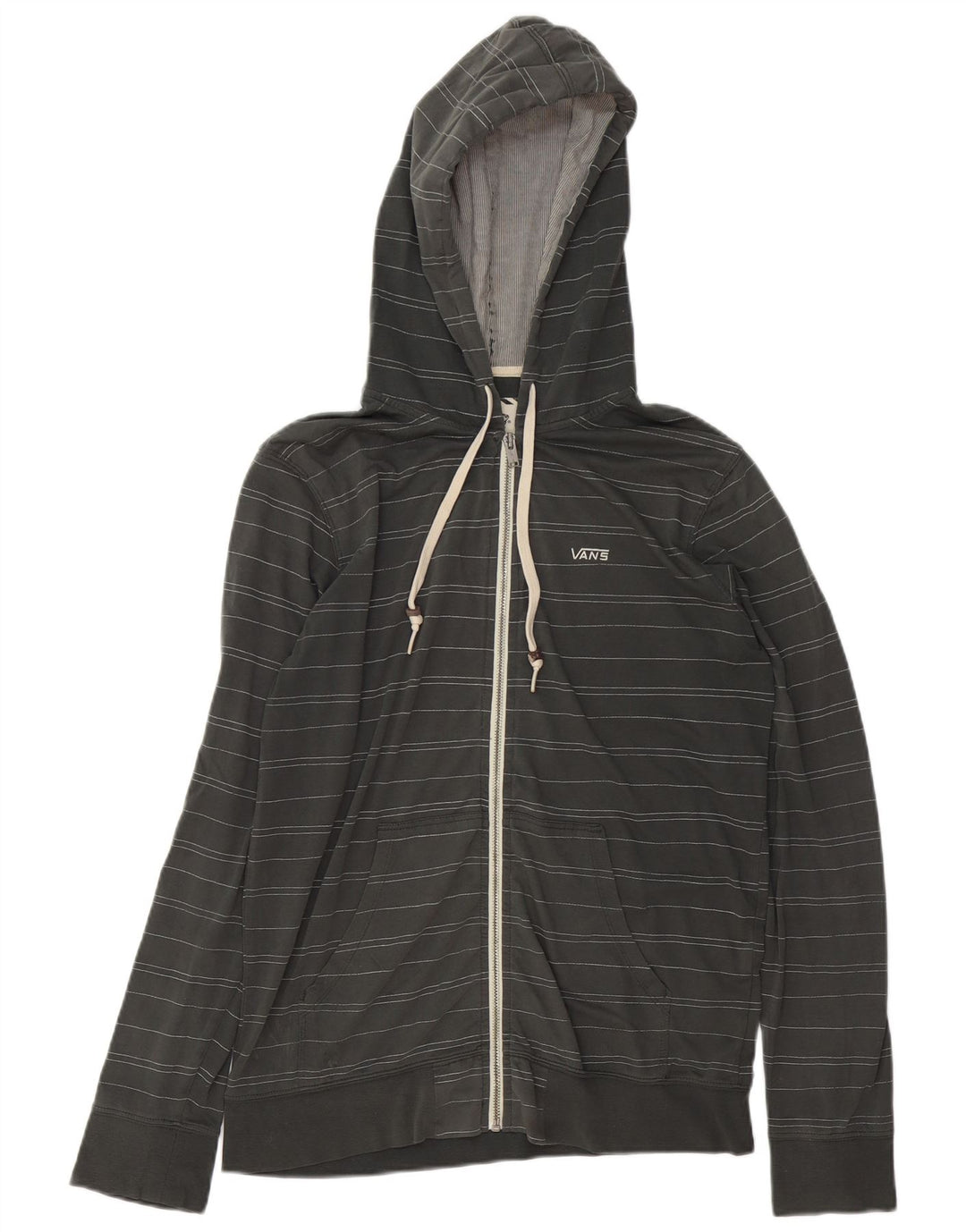 Vans Pull à capuche zippé pour homme en coton rayé gris petit