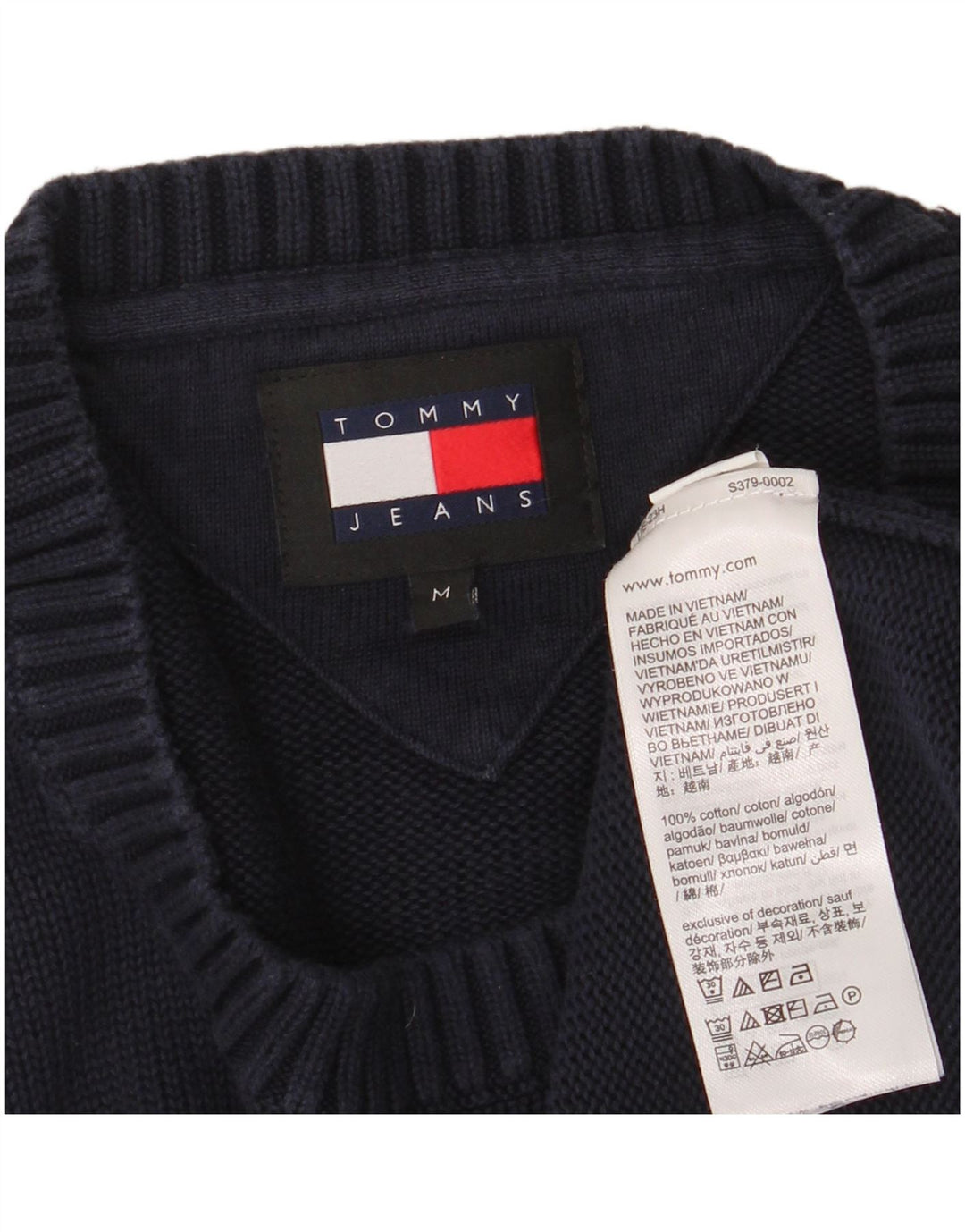 TOMMY HILFIGER Pull Col Ras du Cou Homme Bleu Marine Moyen Coton