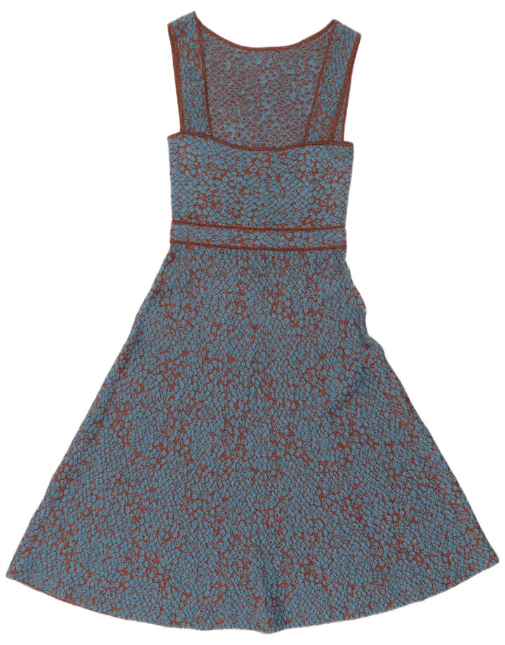 Missoni Femme Robe Trapèze Sans Manches IT 42 Bleu Moyen Tacheté Polyamide