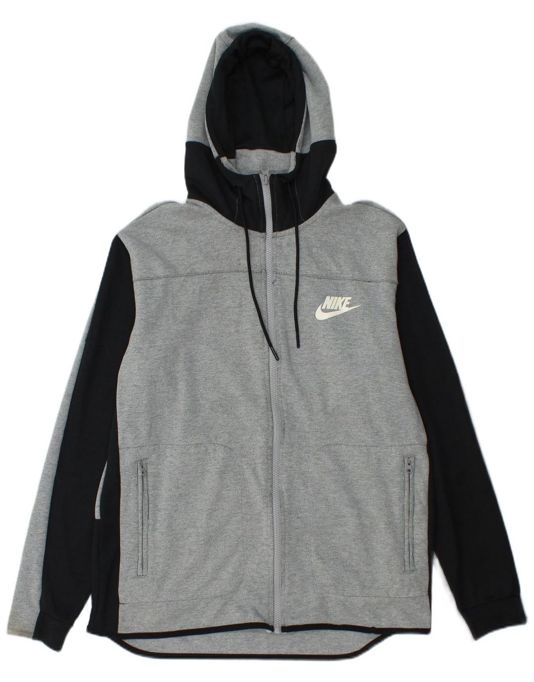 NIKE Pull à capuche zippé pour homme en coton color block gris moyen