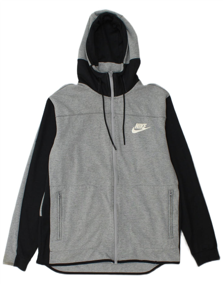 NIKE Pull à capuche zippé pour homme en coton color block gris moyen