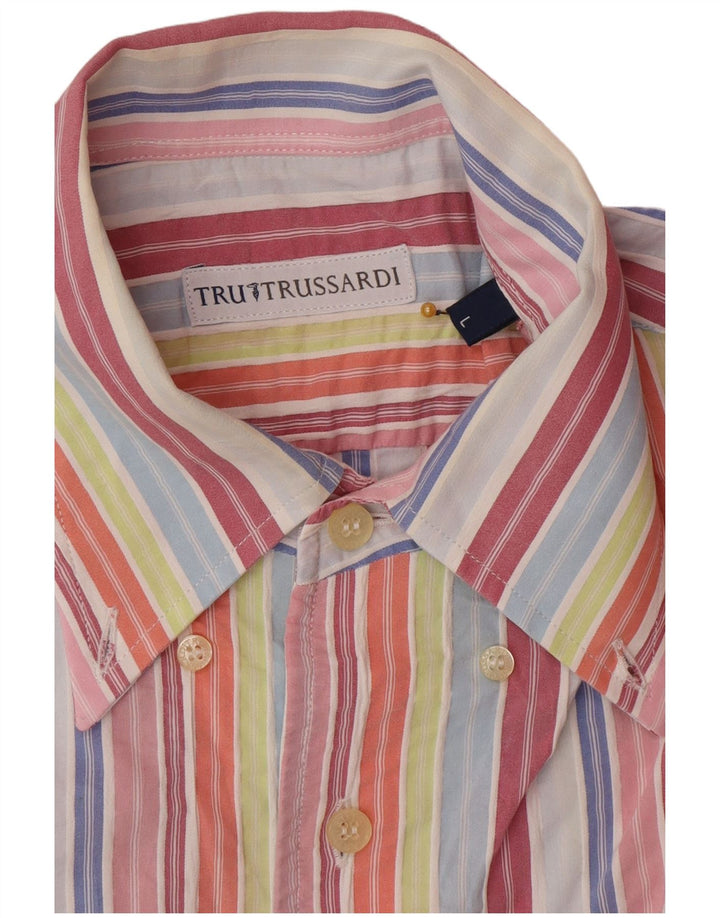 Trussardi Chemise à Manches Courtes Large Rayée Multicolore Homme