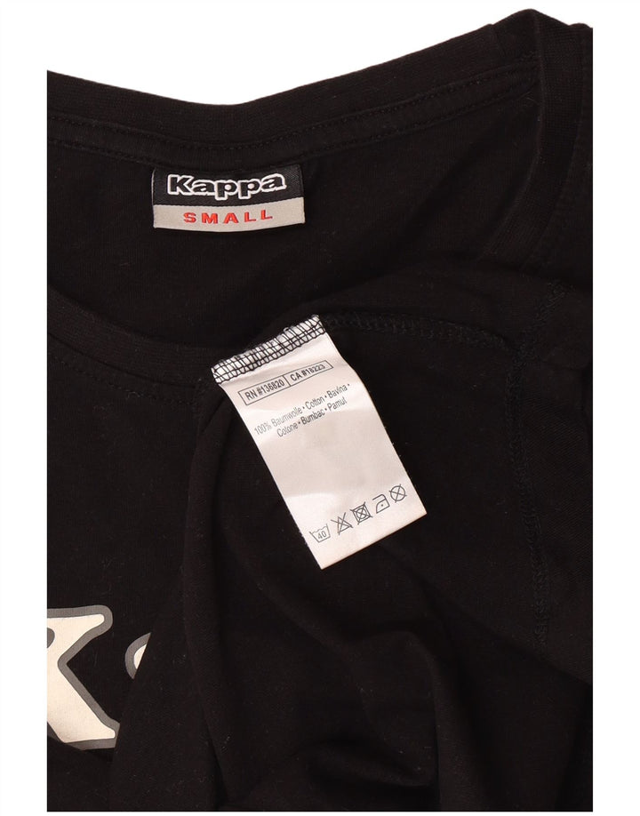 KAPPA T-shirt graphique pour femme UK 10 Small Noir Coton