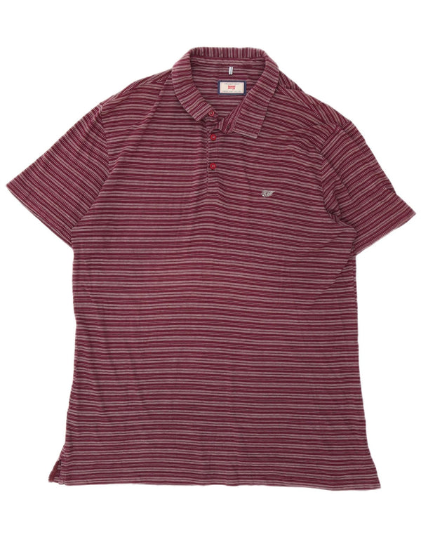 Carrera Polo Regular Fit XL Coton Rayé Bordeaux Homme