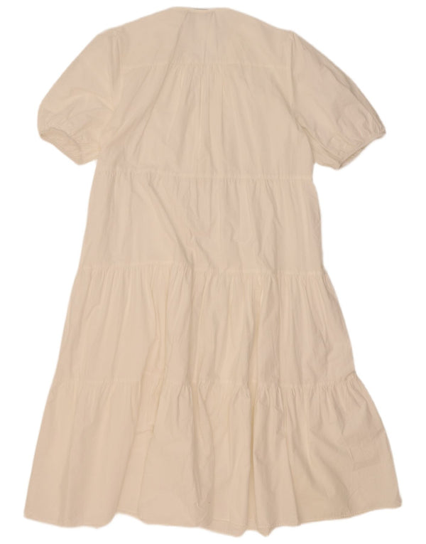 Zara Robe à volants pour femme UK 44 Blanc moyen