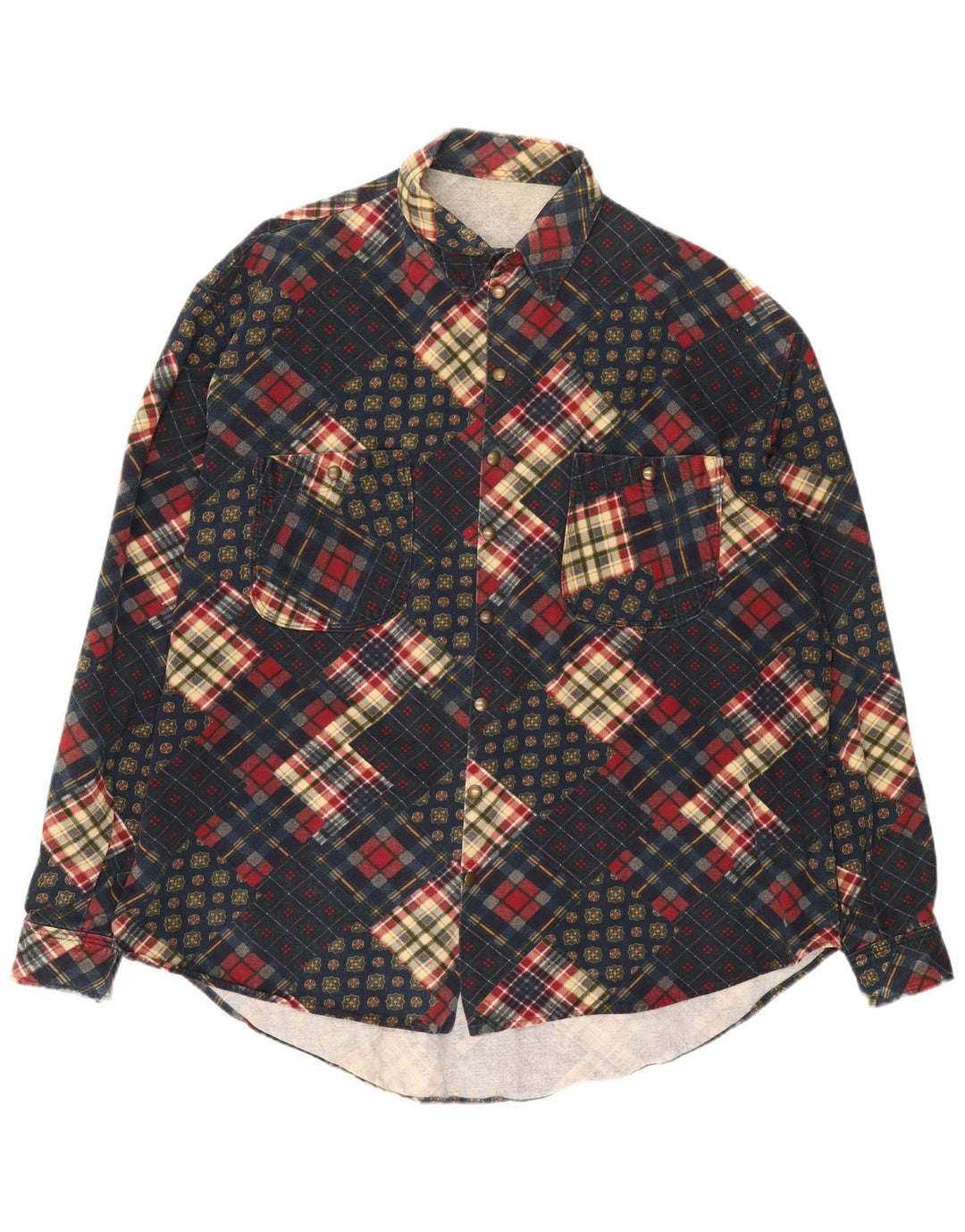 Chemise homme vintage 3XL Patchwork bleu marine