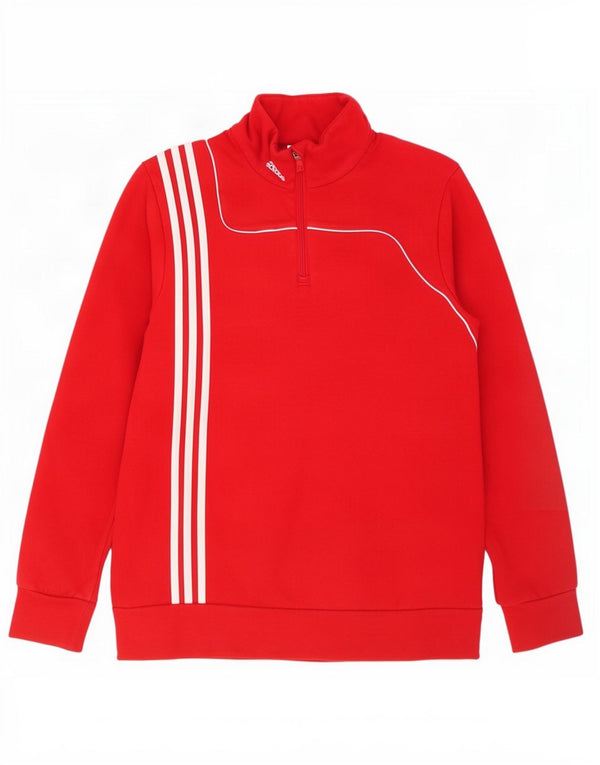 Adidas Sweat-shirt à col zippé pour homme en coton rouge moyen