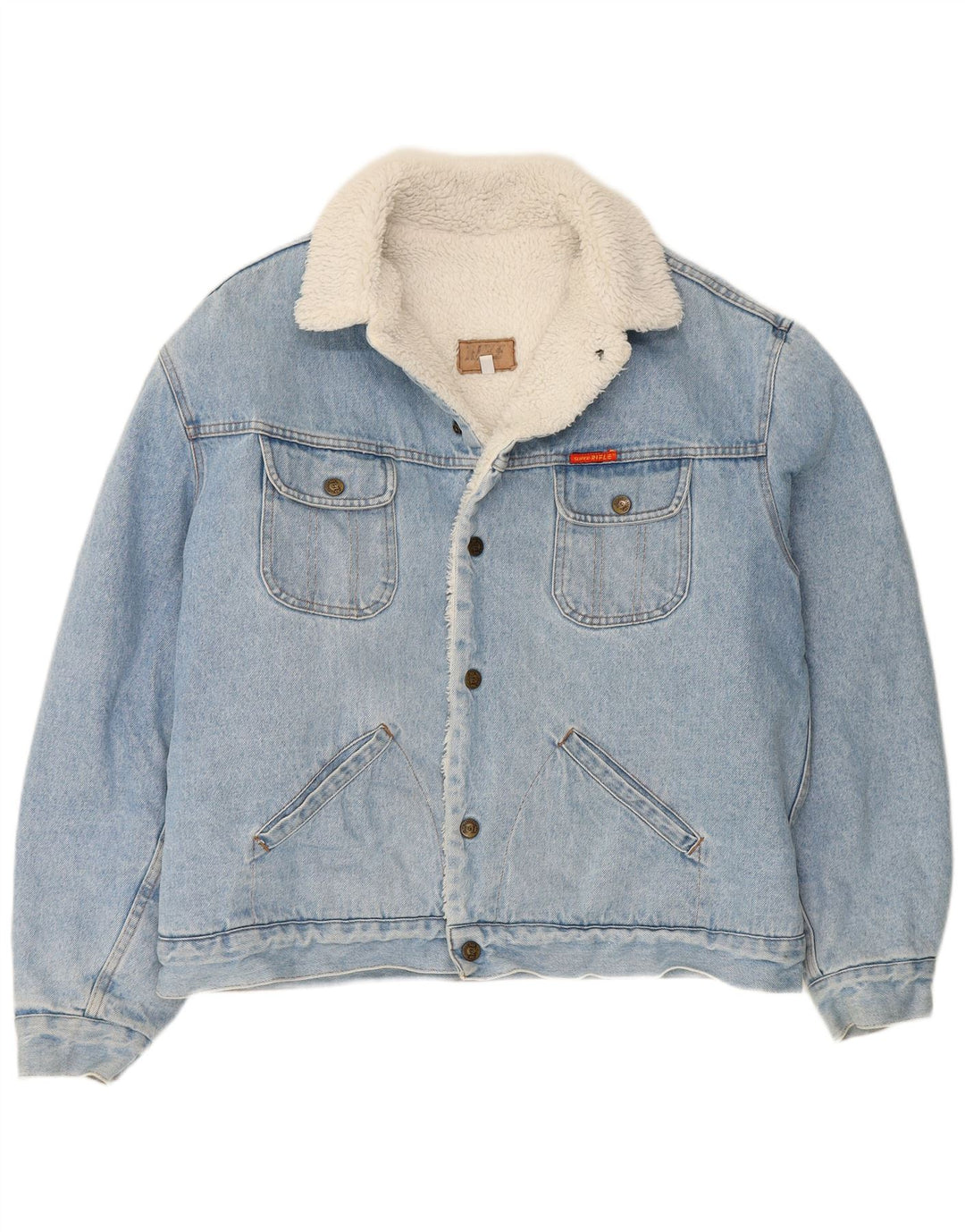 RIFLE Veste en Jean Sherpa Homme UK 44 2XL Bleu Coton