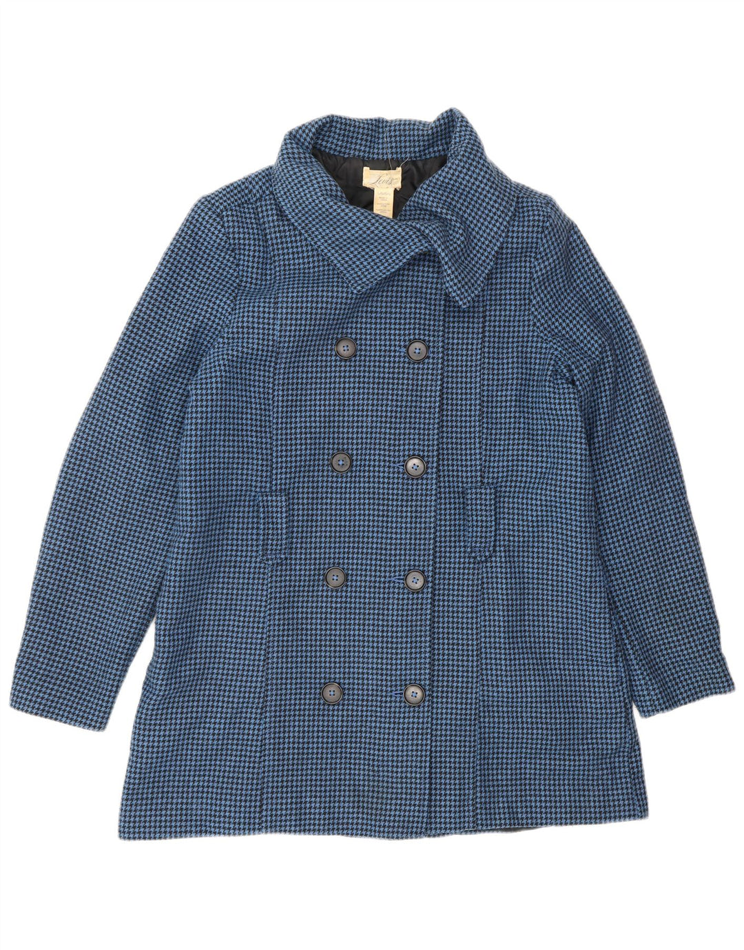 LEVI'S Manteau à double boutonnage pour femme UK 16 Grande laine pied-de-poule bleue