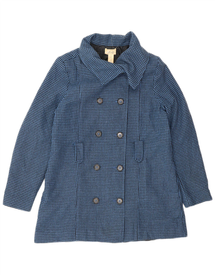 LEVI'S Manteau à double boutonnage pour femme UK 16 Grande laine pied-de-poule bleue