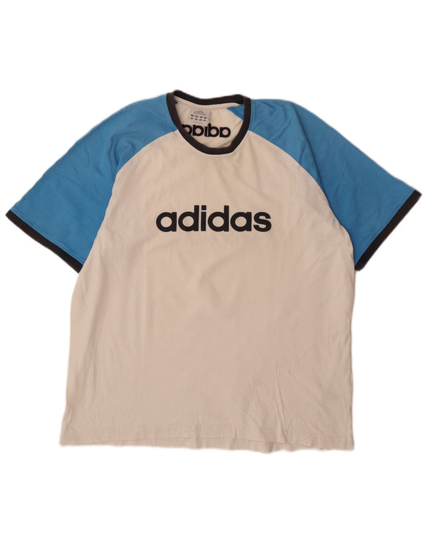 Adidas T-shirt graphique pour homme XL en coton color block blanc