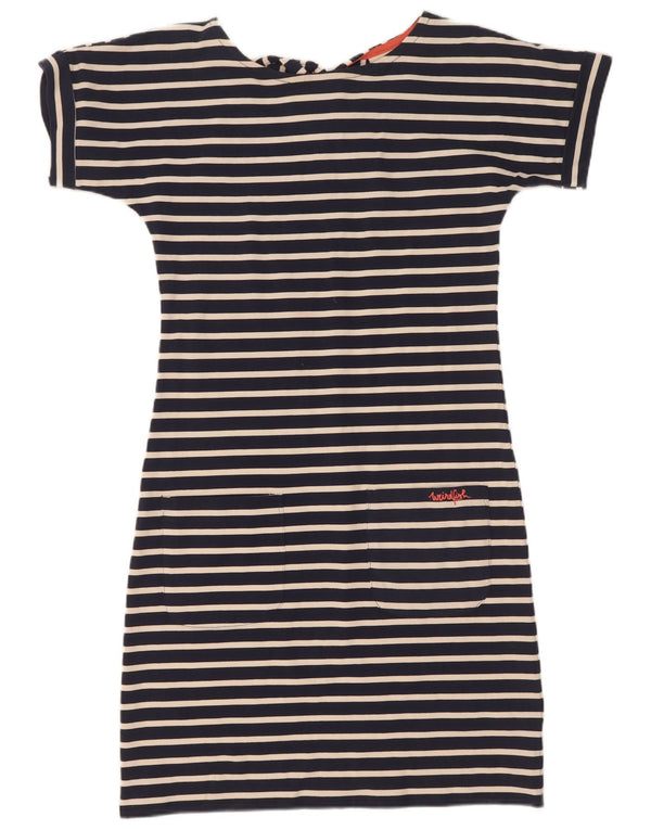 Weird Fish Robe T-Shirt Femme UK 8 Petit Coton Rayé Bleu Marine