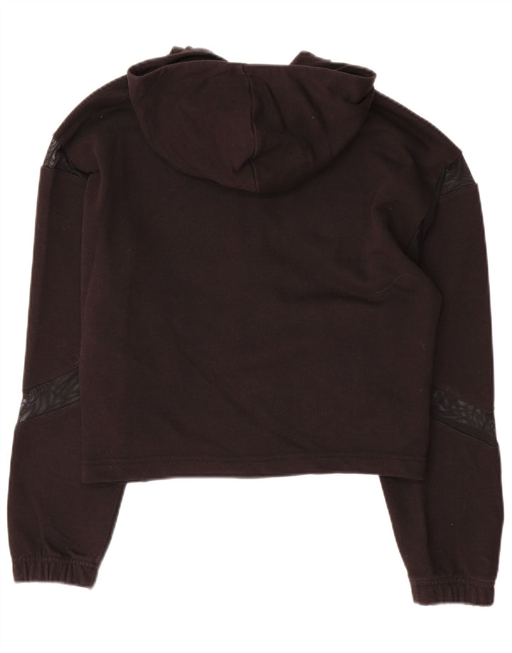Puma Pull à capuche court zippé pour femme UK 14 Noir moyen Polyester