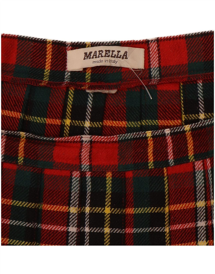 Marella Jupe portefeuille plissée pour femme W30 à carreaux rouges moyens