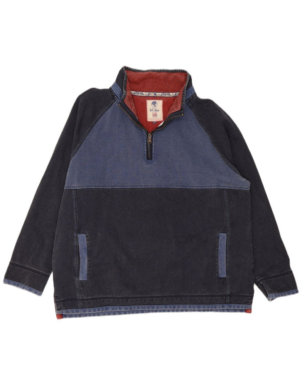Fat Face Sweat-shirt col zippé pour homme en coton bleu marine 2XL