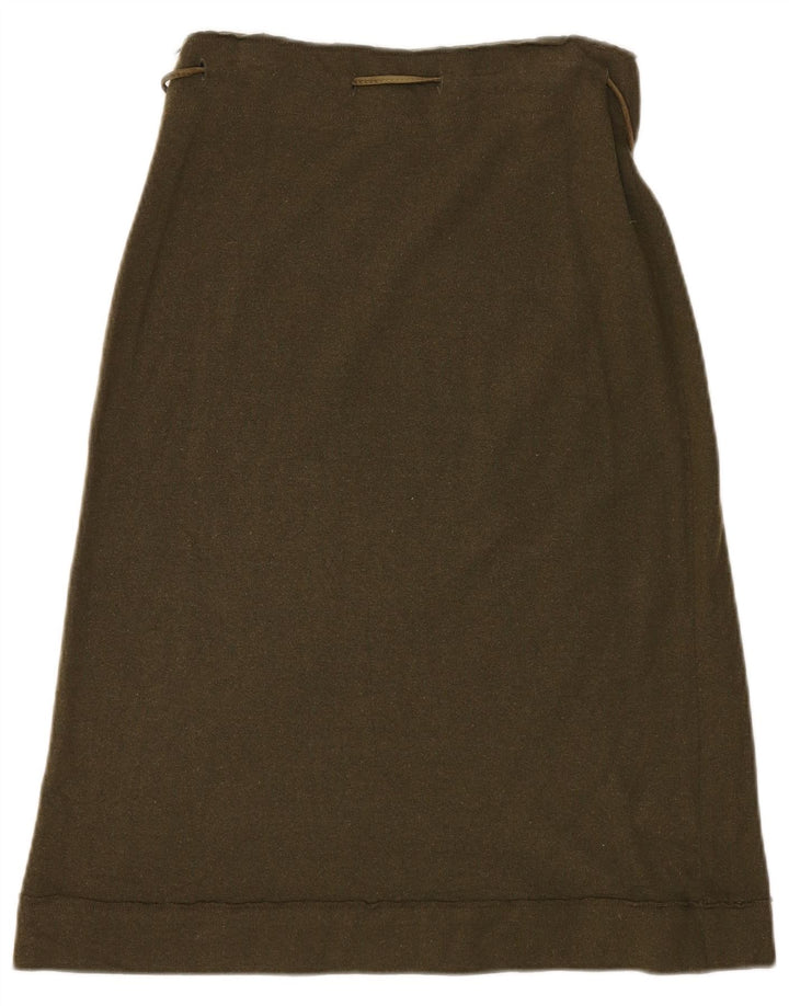 Stefanel Jupe trapèze en tricot pour femme EU 38 Medium W28 Laine kaki