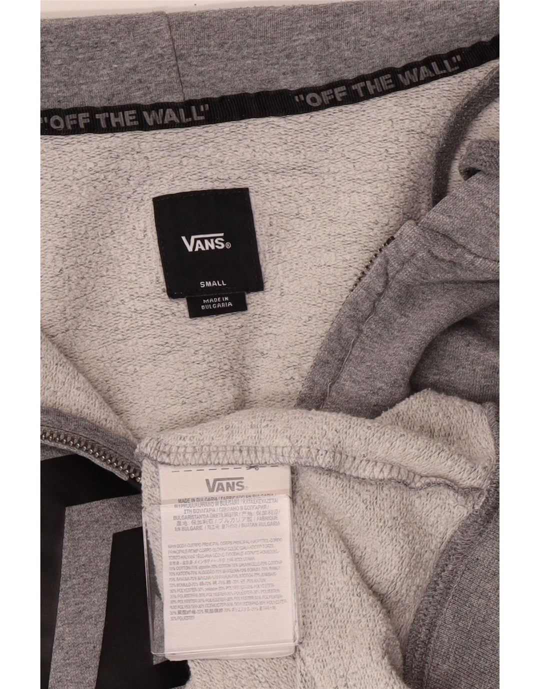 Vans Pull à capuche zippé graphique pour homme Petit gris Coton