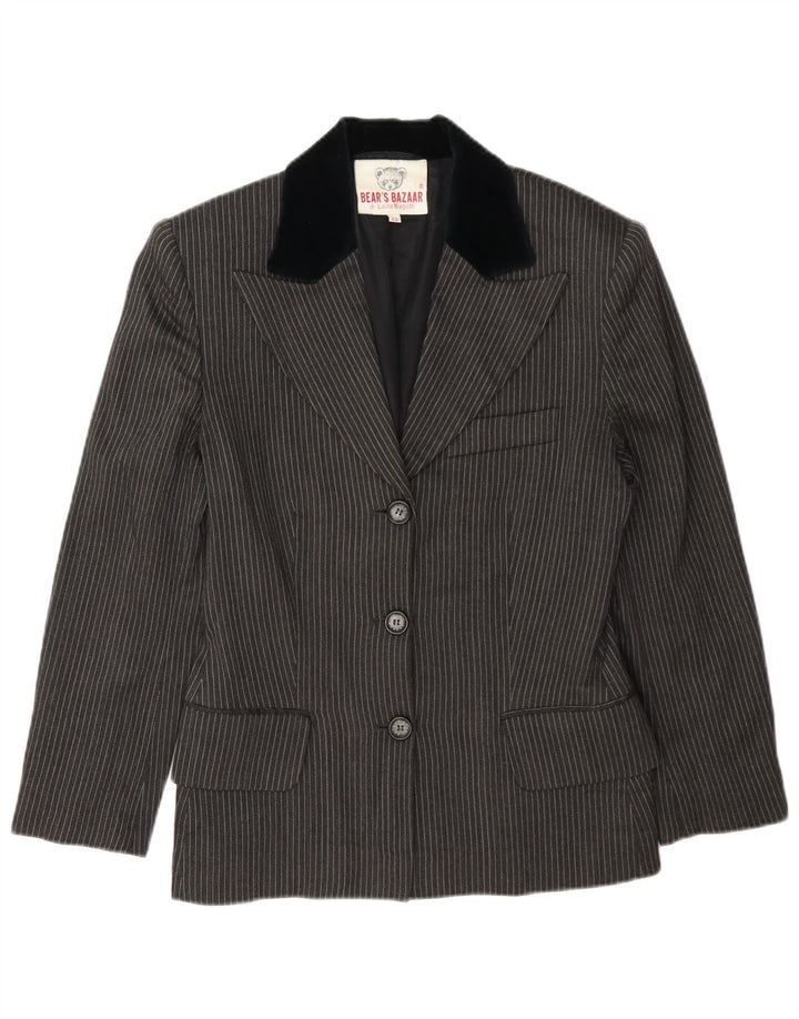 Laura Biagiotti Veste blazer à 3 boutons pour femme IT 42 Gris moyen à fines rayures