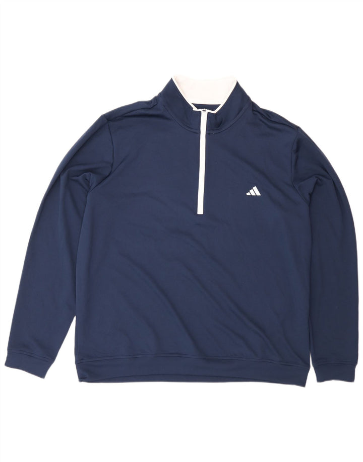 Adidas Sweat-shirt à col zippé pour homme XL Bleu marine Polyester