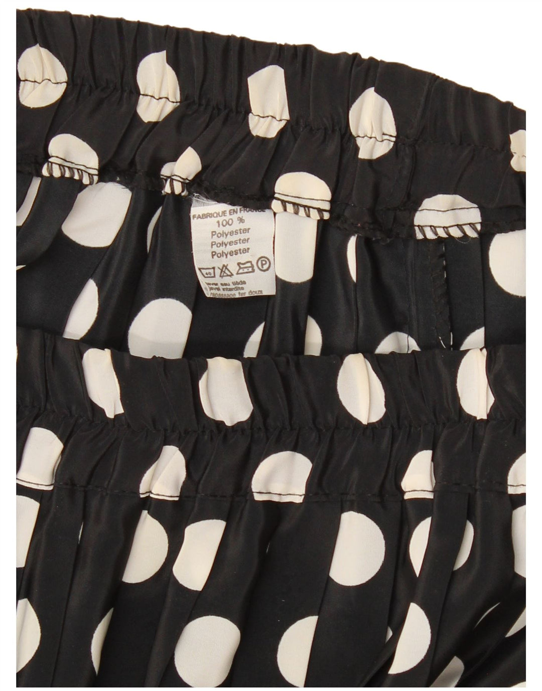 VINTAGE Jupe Plissée Femme W26 Petit Noir à Pois Polyester