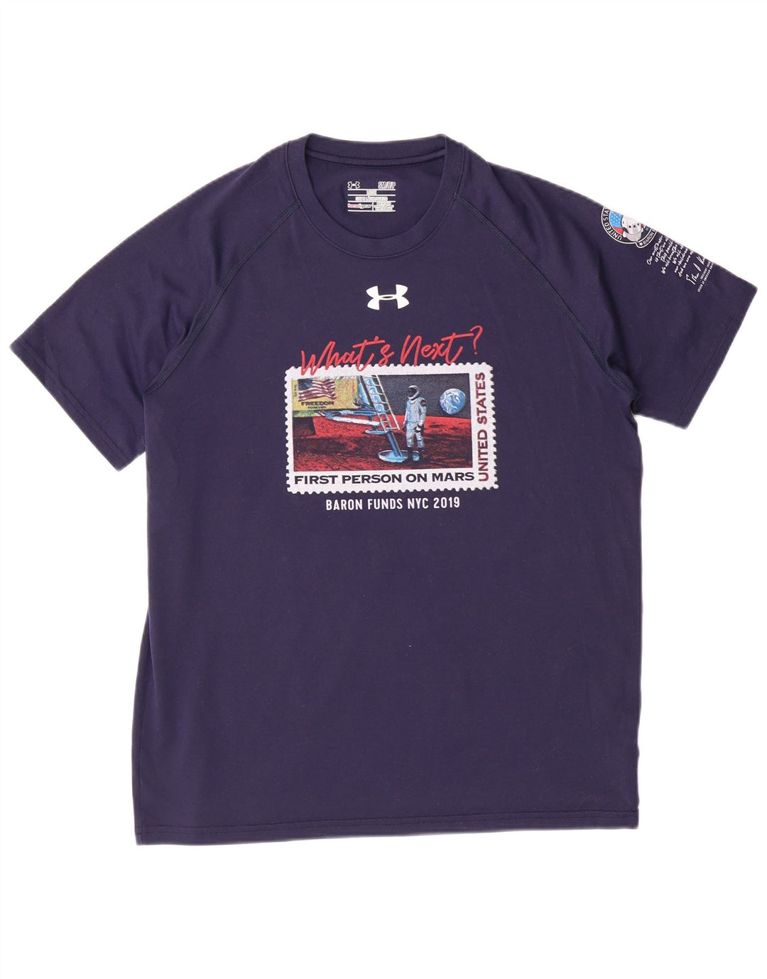 UNDER ARMOUR T-shirt ample graphique pour homme, petit, bleu marine, en polyester