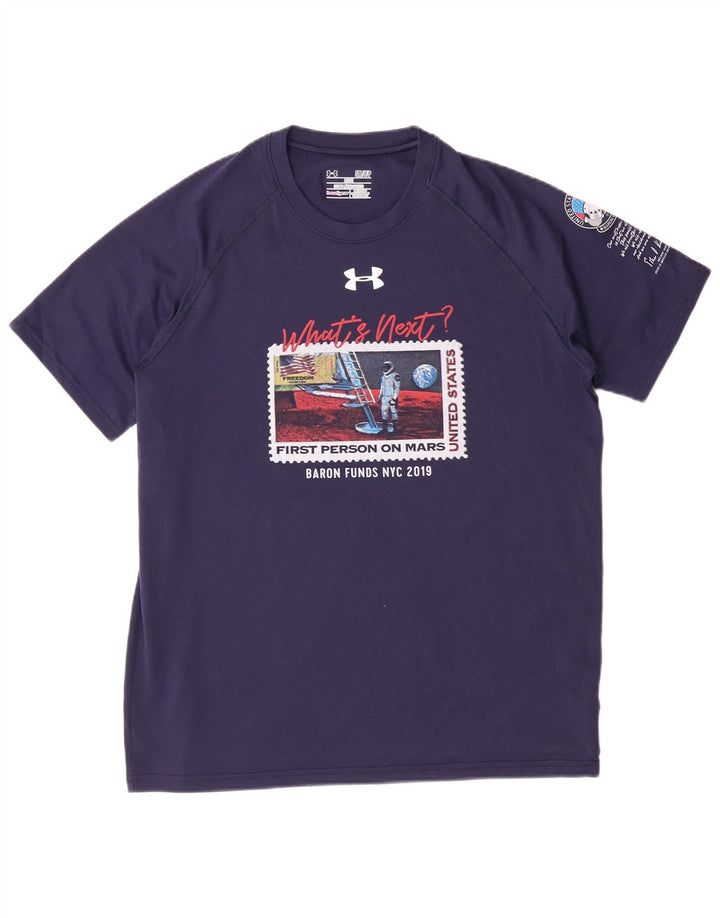 UNDER ARMOUR T-shirt ample graphique pour homme, petit, bleu marine, en polyester