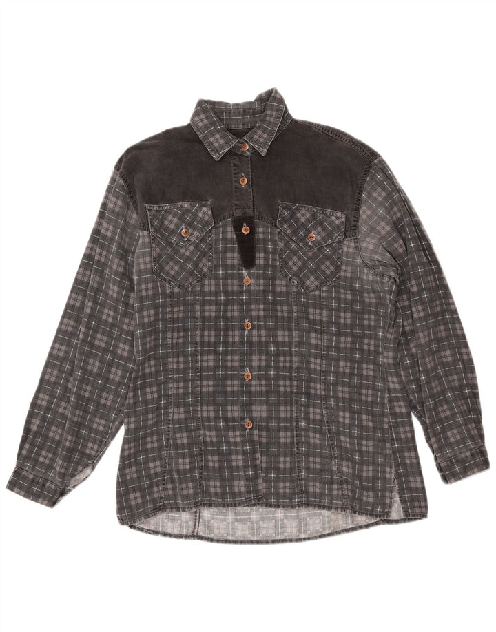 SQUAW Chemise en flanelle pour femme UK 16 Grand coton à carreaux gris