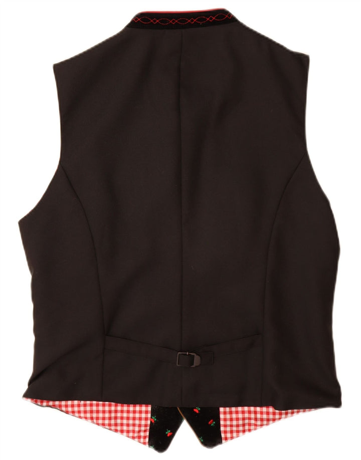 LEKRA Gilet en Velours Homme IT 48 Petit Noir Floral