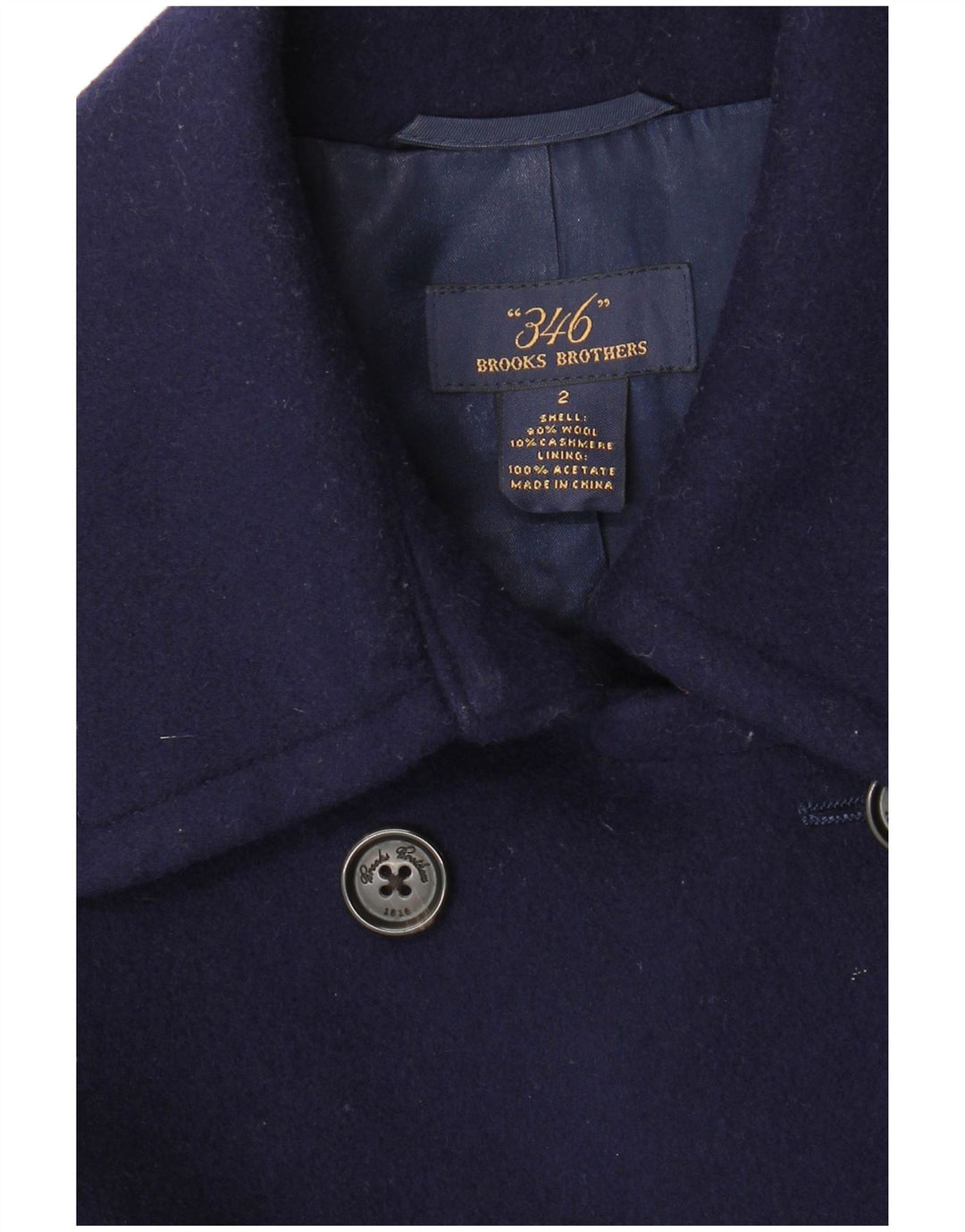 Brooks Brothers Caban Femme US 2 XS Bleu Marine Laine