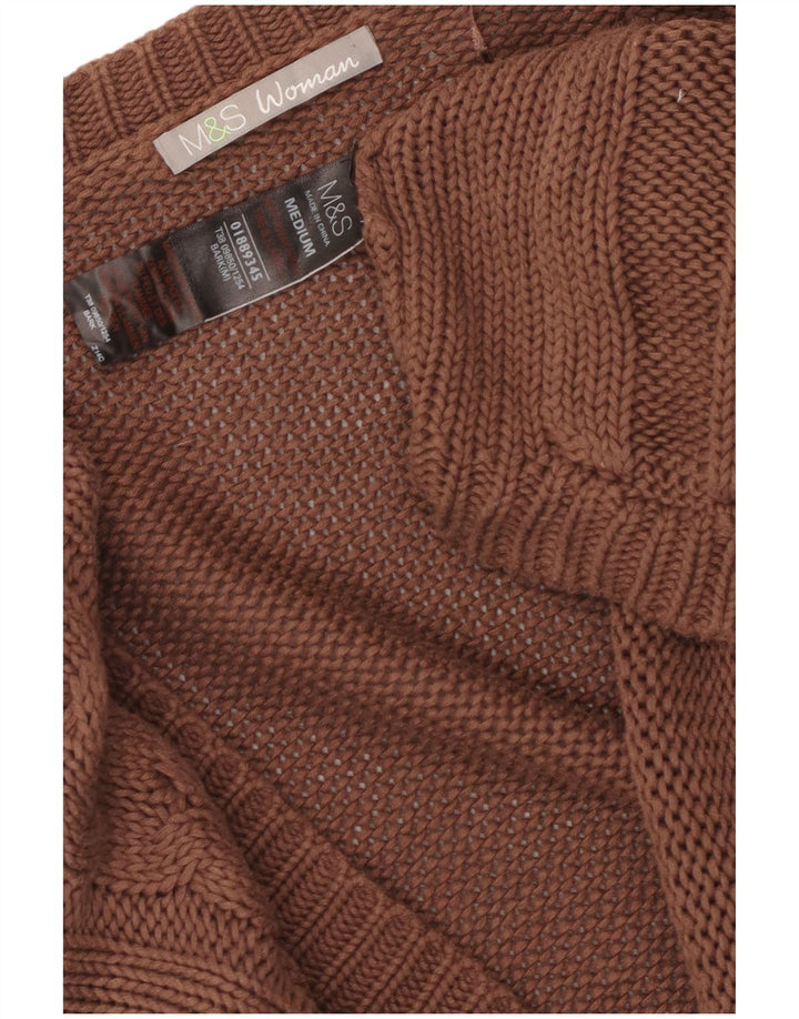 Marks & Spencer Pull cardigan à manches 3/4 pour femme UK 14 Marron moyen