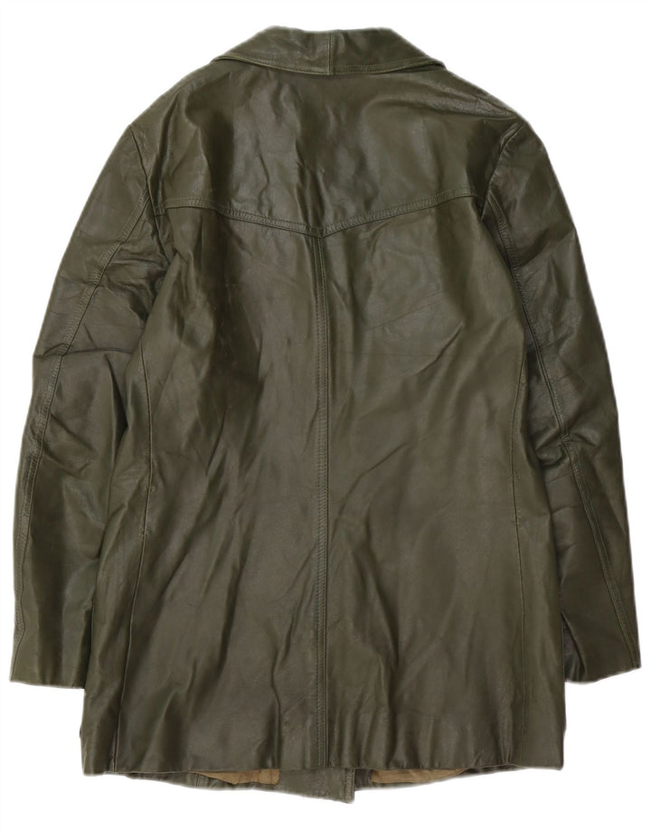 VINTAGE Veste en cuir femme UK 14 Cuir vert moyen