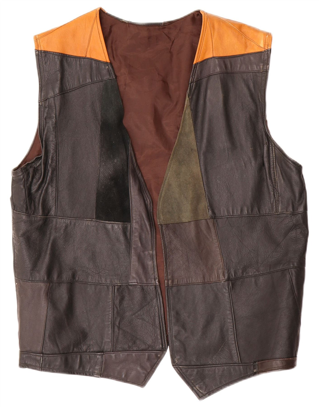 gilet en cuir homme vintage petit colorblock noir