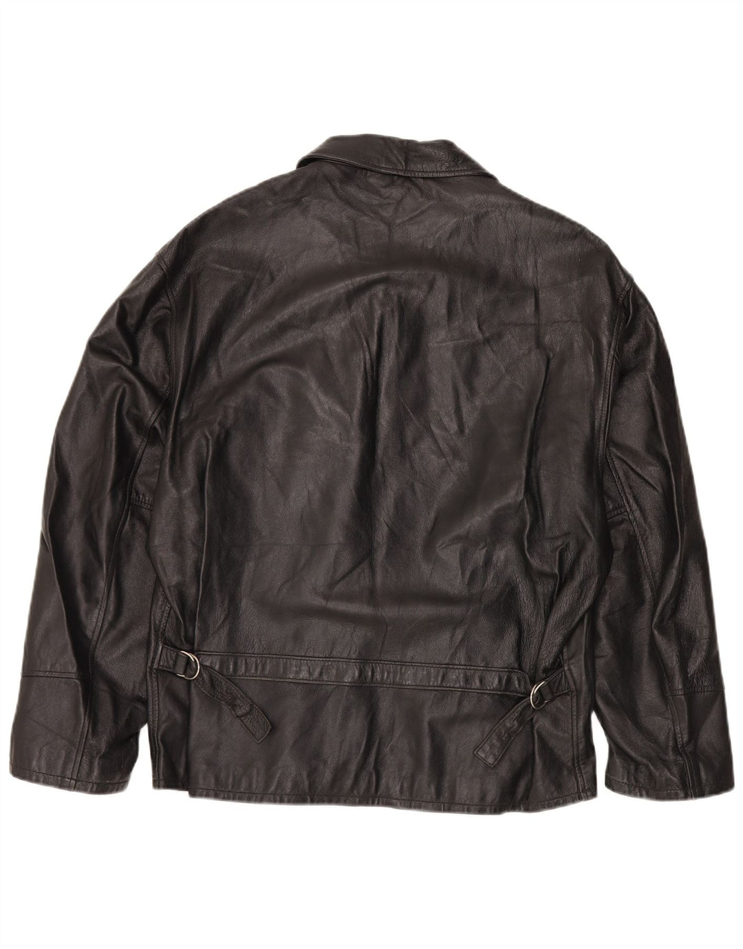 VINTAGE Veste en cuir homme IT 50 Grand cuir noir